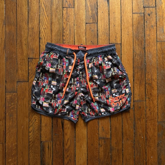 Superdry Swim Shorts Echo Racer Mens‎ Small Multicolor Trunks Drawstring Stretch - Picture 1 of 6